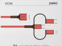 Кабель Pero DC-06 Universal USB / USB-C / Apple Lightning / microUSB 1 м Красный