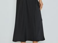 Сатиновая юбка макси, Черный