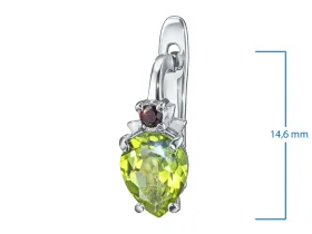 Серьги из серебра с гранатами, топазами, хризолитами э0681сг04260355