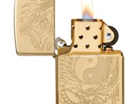 Зажигалка ZIPPO Tiger and Dragon с покрытием High Polish Brass, латунь/сталь, золотистая,  36x12x56 мм