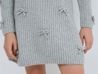 Вязаная юбка с бантами для девочек, Серый