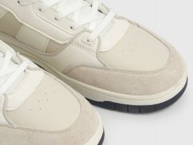 Кроссовки со вставками из натуральной замши, Белый