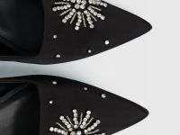 Сатиновые туфли-лодочки со стразами, Черный