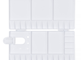 Палитра пластиковая Pinax с крышкой и ячейками для красок, 13х26 см