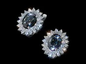 Серьги из белого золота с сапфирами и бриллиантами э4737сг04210404