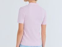 Поло в рубчик с коротким рукавом, Розовый