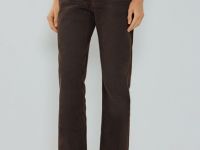 Прямые джинсы с велюровым покрытием, Коричневый