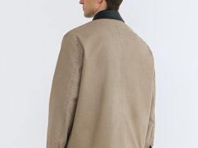 Куртка с контрастным воротником, Бежевый