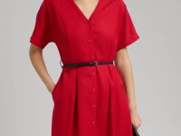 Приталенное платье миди со льном