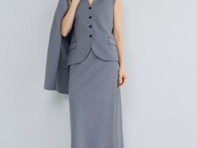 Юбка миди А-силуэта, Серый