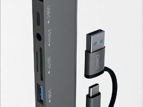 USB-хаб Pero MH01 USB / USB-C + USB / USB-C / mini-jack Серый