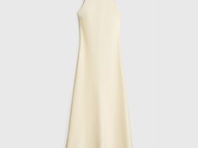 Сатиновое платье с американской проймой, Желтый