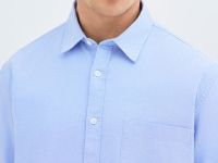 Рубашка из хлопка с накладным карманом, Голубой