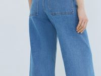 Укороченные широкие джинсы с эластаном, Голубой