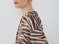 Блузка из вискозы с узлом-завязкой, Бежевый