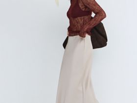 Атласная юбка миди А-силуэта, Бежевый