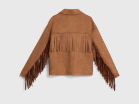 Куртка из искусственной замши с бахромой для девочек, Оранжевый