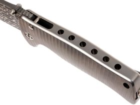 Нож складной LionSteel SR2DL G Mini, сталь клинка дамасская сталь Chad Nichols Damascus "Lizard" Pattern, рукоять титан по технологии Solid®, серый