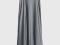 Юбка макси из сатина, Серый