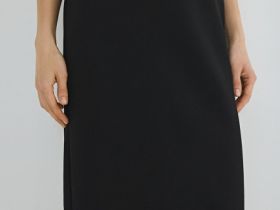 Прямая юбка миди, Черный