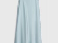 Сатиновая юбка миди А-силуэта, Зеленый