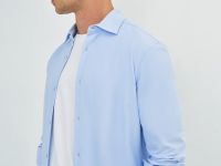 Рубашка из тонкого трикотажа, Голубой