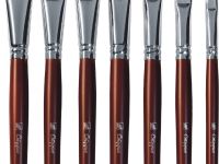 Кисть щетина №6 плоская скошенная Альбатрос "Студио" длинная ручка