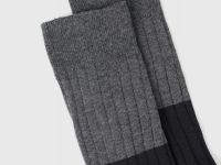 Носки колор-блок в крупный рубчик, Черный