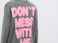 Лонгслив оверсайз с принтом, Серый