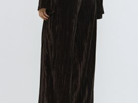 Широкие бархатные брюки, Коричневый