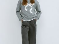 Вязаный джемпер для девочек, Серый