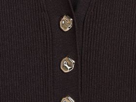 Платье в рубчик с воротником поло, Коричневый