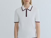 Джемпер с воротником поло на молнии, Бежевый