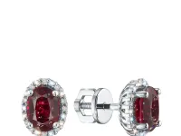 Пусеты из белого золота с рубинами э4780пс11210402