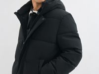 Утеплённая куртка с капюшоном, Черный