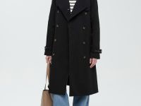 Двубортный тренч с рукавом реглан