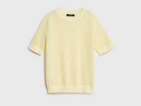 Ажурный джемпер с коротким рукавом, Желтый