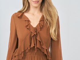 Платье с воланами и завязками, Оранжевый