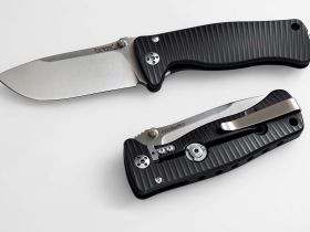 Нож складной LionSteel SR2A BS Mini, сталь Uddeholm Sleipner® Satin Finish, рукоять алюминий (Solid®), чёрный