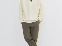 Толстовка с воротником-стойкой на молнии, Белый