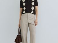 Джемпер поло с ромбами, Коричневый