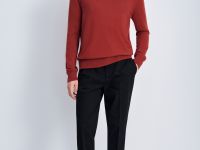 Джемпер из шерсти и хлопка с v-образной горловиной