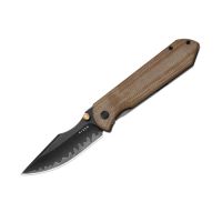 Складной нож Kizer Harpoon Fold, сталь ламинат, рукоять титан/микарта, коричневый