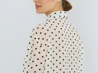 Блузка с принтом в горошек, Белый