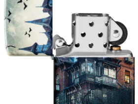 Зажигалка ZIPPO Horror House с покрытием 540 Matte, латунь/сталь, белая, 38x13x57 мм