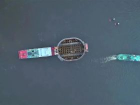 Второй коффердам для Ленского моста установили в русле реки