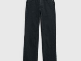 Прямые джинсы с высокой посадкой, Черный