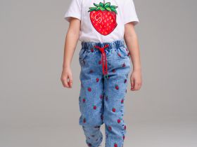 Брюки текстильные джинсовые для девочек (джегинсы)