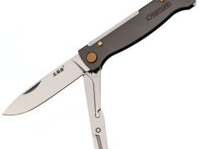 Складной нож Sanrenmu Partner с ножницами, сталь 12C27, рукоять нержавеющая сталь, серый