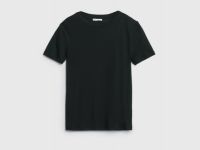 Полупрозрачная футболка в рубчик, Черный